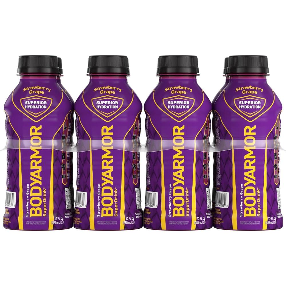 BODYARMOR Sports Drink, Tropical Punch, Electrolyte Drink Hydration, 12 Fl Oz Bottles (8 Pack), Flavored Coconut Water with B Vitamins & Antioxidants(Strawberry Grape)