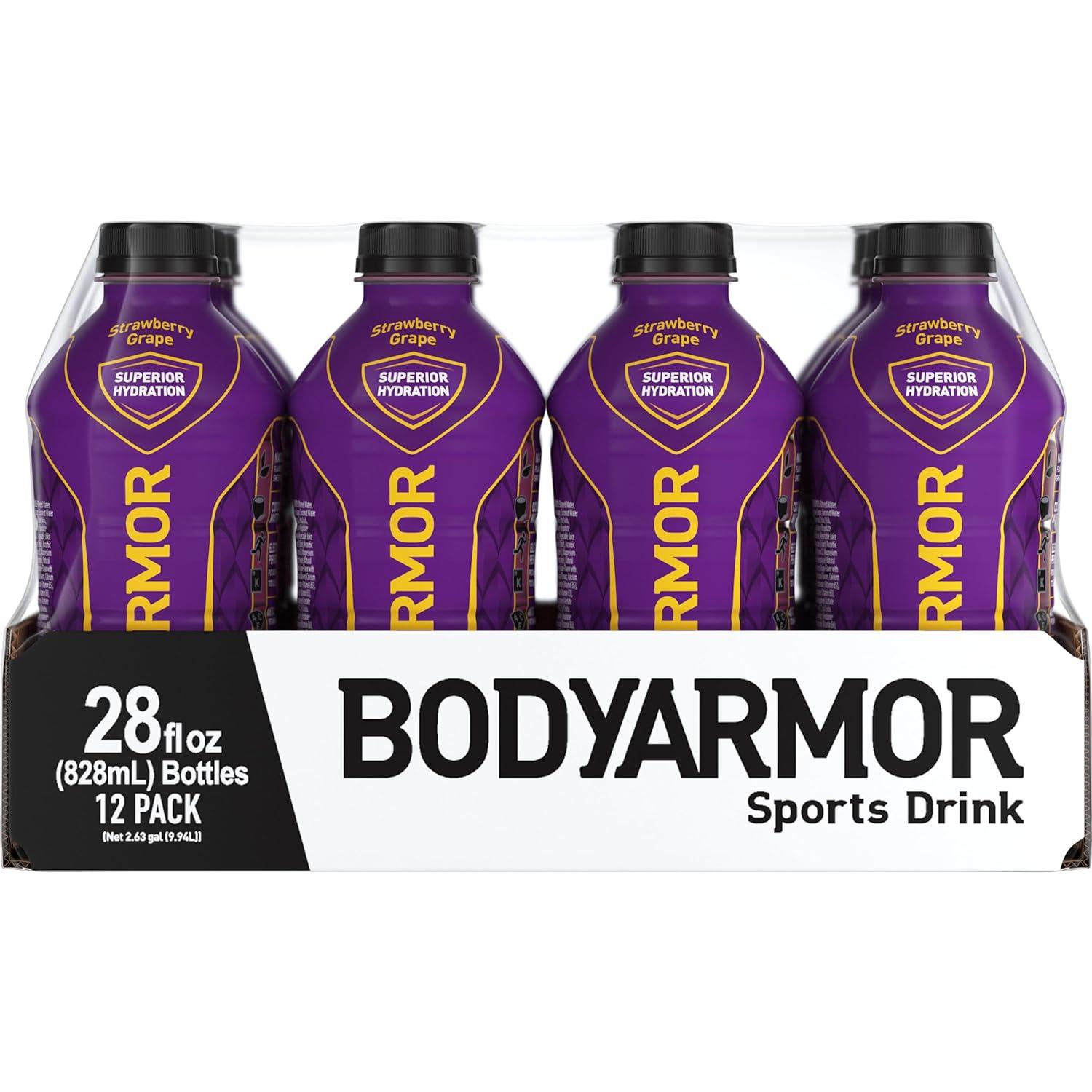 BODYARMOR Sports Drink, Tropical Punch, Electrolyte Drink Hydration, 12 Fl Oz Bottles (8 Pack), Flavored Coconut Water with B Vitamins & Antioxidants(Strawberry Grape)