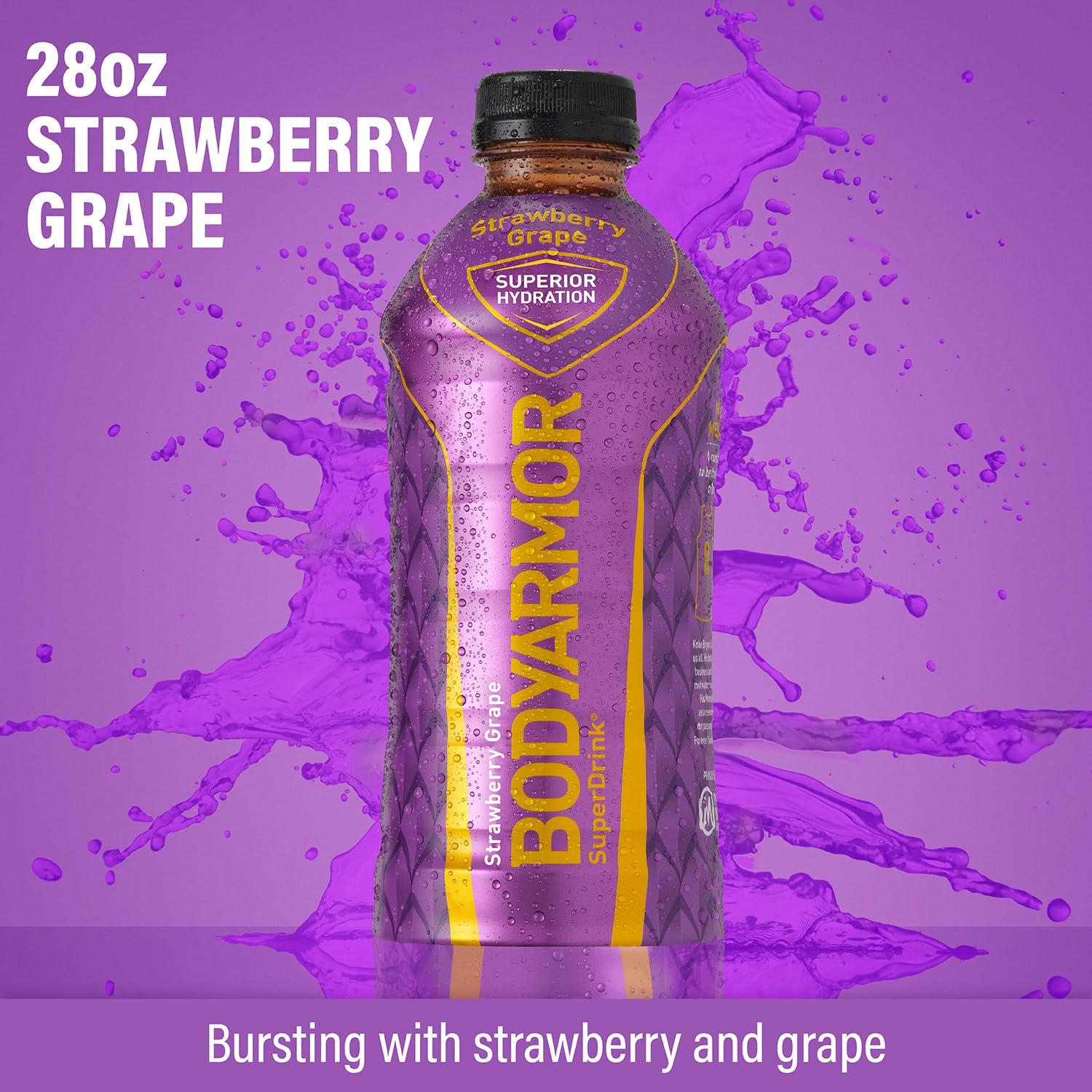 BODYARMOR Sports Drink, Tropical Punch, Electrolyte Drink Hydration, 12 Fl Oz Bottles (8 Pack), Flavored Coconut Water with B Vitamins & Antioxidants(Strawberry Grape)