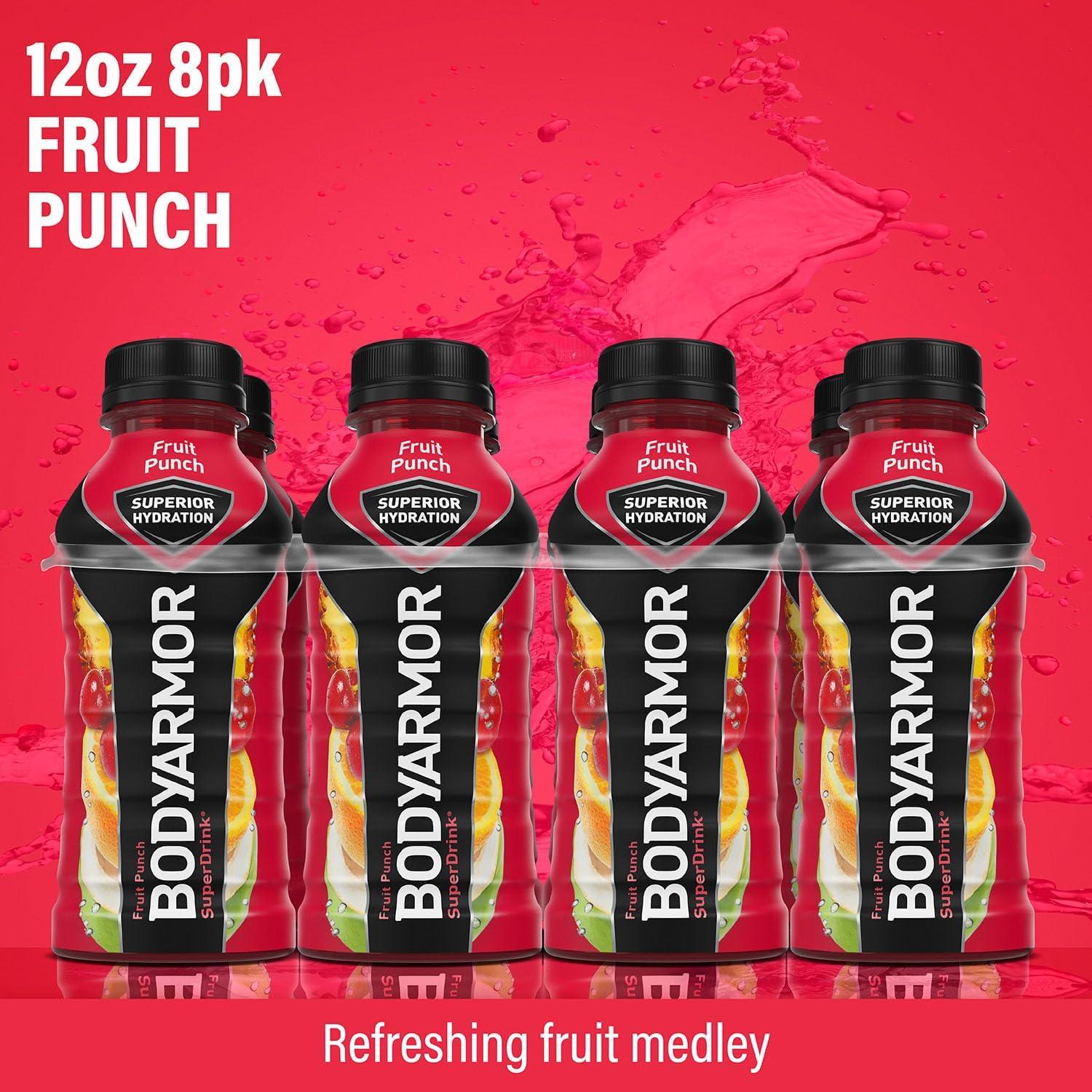 BODYARMOR Sports Drink, Tropical Punch, Electrolyte Drink Hydration, 12 Fl Oz Bottles (8 Pack), Flavored Coconut Water with B Vitamins & Antioxidants(Strawberry Grape)