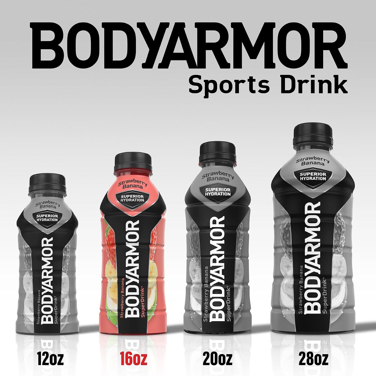 BODYARMOR Sports Drink Sports Beverage, Blue Raspberry, Coconut Water Hydration, Natural Flavors With Vitamins, Potassium-Packed Electrolytes, Perfect For Athletes, 16 Fl Oz (Pack of 12)