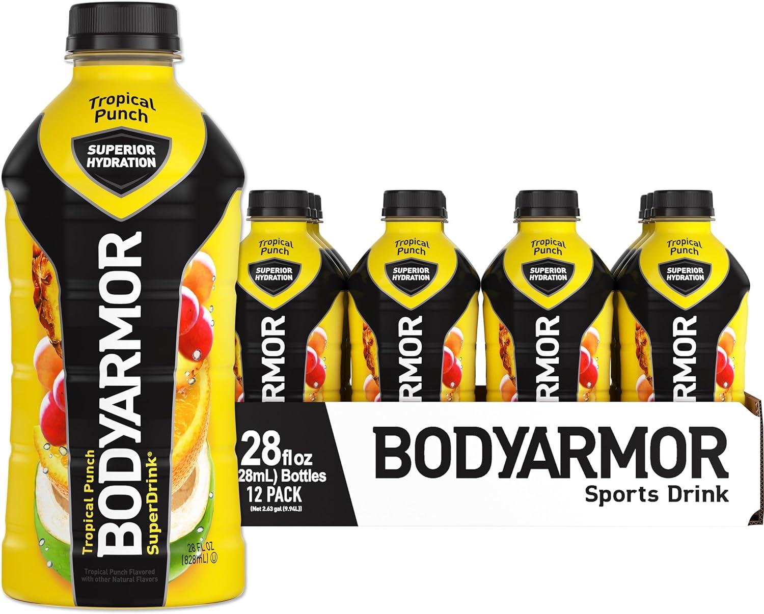 BODYARMOR Sports Drink, Tropical Punch, Electrolyte Drink Hydration, 12 Fl Oz Bottles (8 Pack), Flavored Coconut Water with B Vitamins & Antioxidants(Tropical Punch)