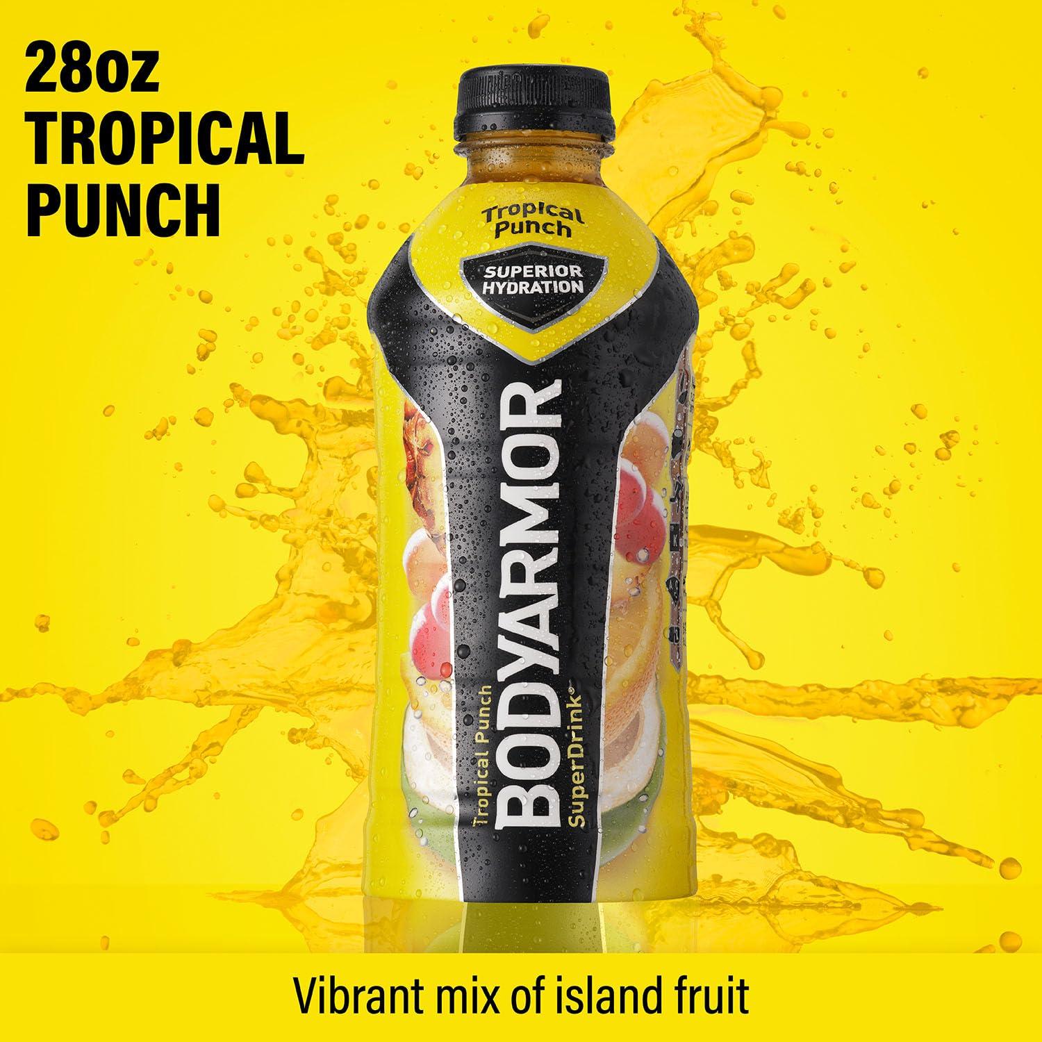 BODYARMOR Sports Drink, Tropical Punch, Electrolyte Drink Hydration, 12 Fl Oz Bottles (8 Pack), Flavored Coconut Water with B Vitamins & Antioxidants(Tropical Punch)