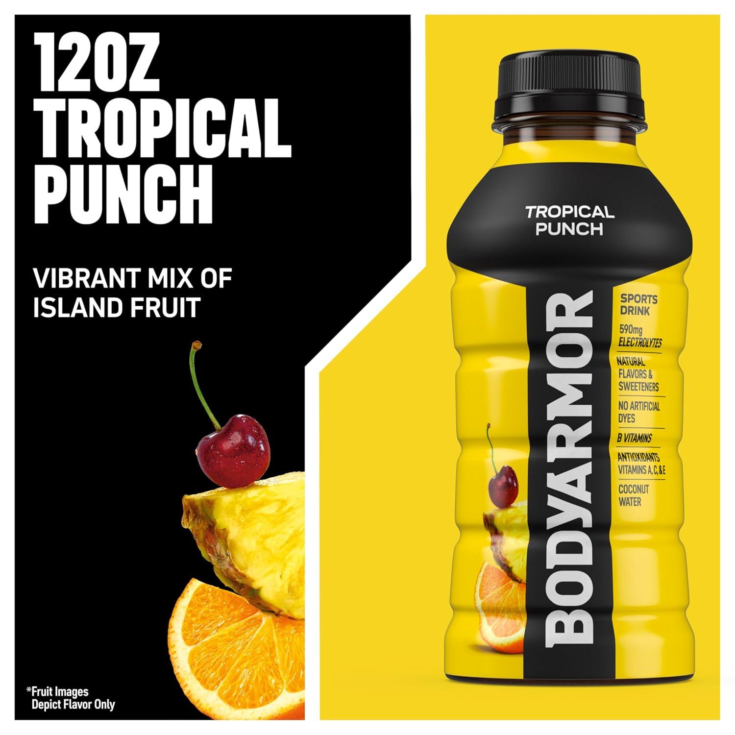 BODYARMOR Sports Drink, Tropical Punch, Electrolyte Drink Hydration, 12 Fl Oz Bottles (8 Pack), Flavored Coconut Water with B Vitamins & Antioxidants(Tropical Punch)