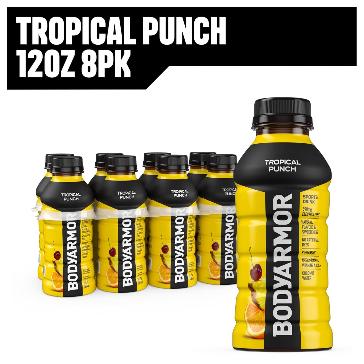 BODYARMOR Sports Drink, Tropical Punch, Electrolyte Drink Hydration, 12 Fl Oz Bottles (8 Pack), Flavored Coconut Water with B Vitamins & Antioxidants(Tropical Punch)