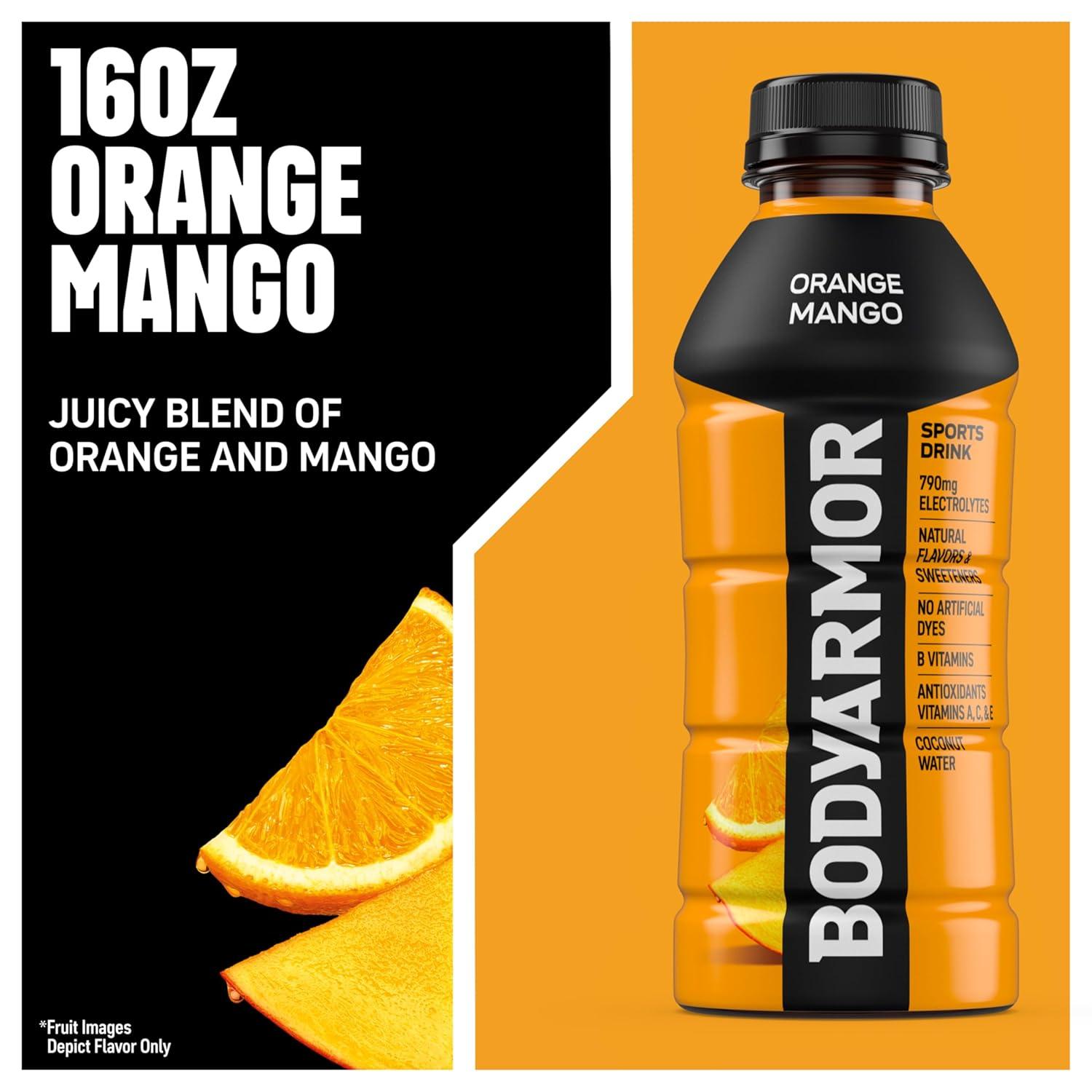 BODYARMOR Sports Drink, Tropical Punch, Electrolyte Drink Hydration, 12 Fl Oz Bottles (8 Pack), Flavored Coconut Water with B Vitamins & Antioxidants(Orange Mango)