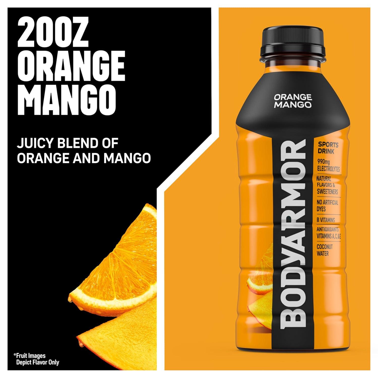 BODYARMOR Sports Drink, Tropical Punch, Electrolyte Drink Hydration, 12 Fl Oz Bottles (8 Pack), Flavored Coconut Water with B Vitamins & Antioxidants(Orange Mango)