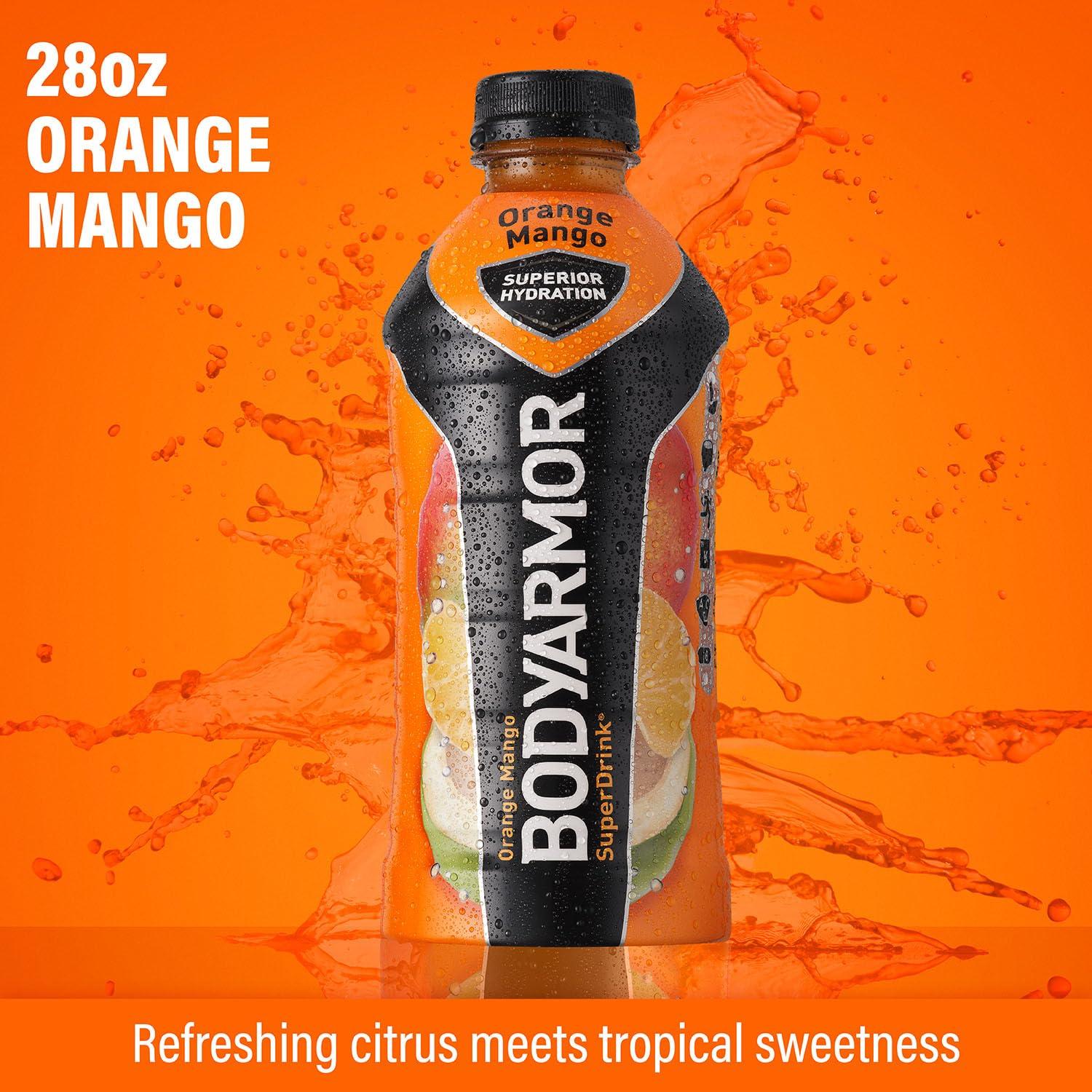 BODYARMOR Sports Drink, Tropical Punch, Electrolyte Drink Hydration, 12 Fl Oz Bottles (8 Pack), Flavored Coconut Water with B Vitamins & Antioxidants(Orange Mango)
