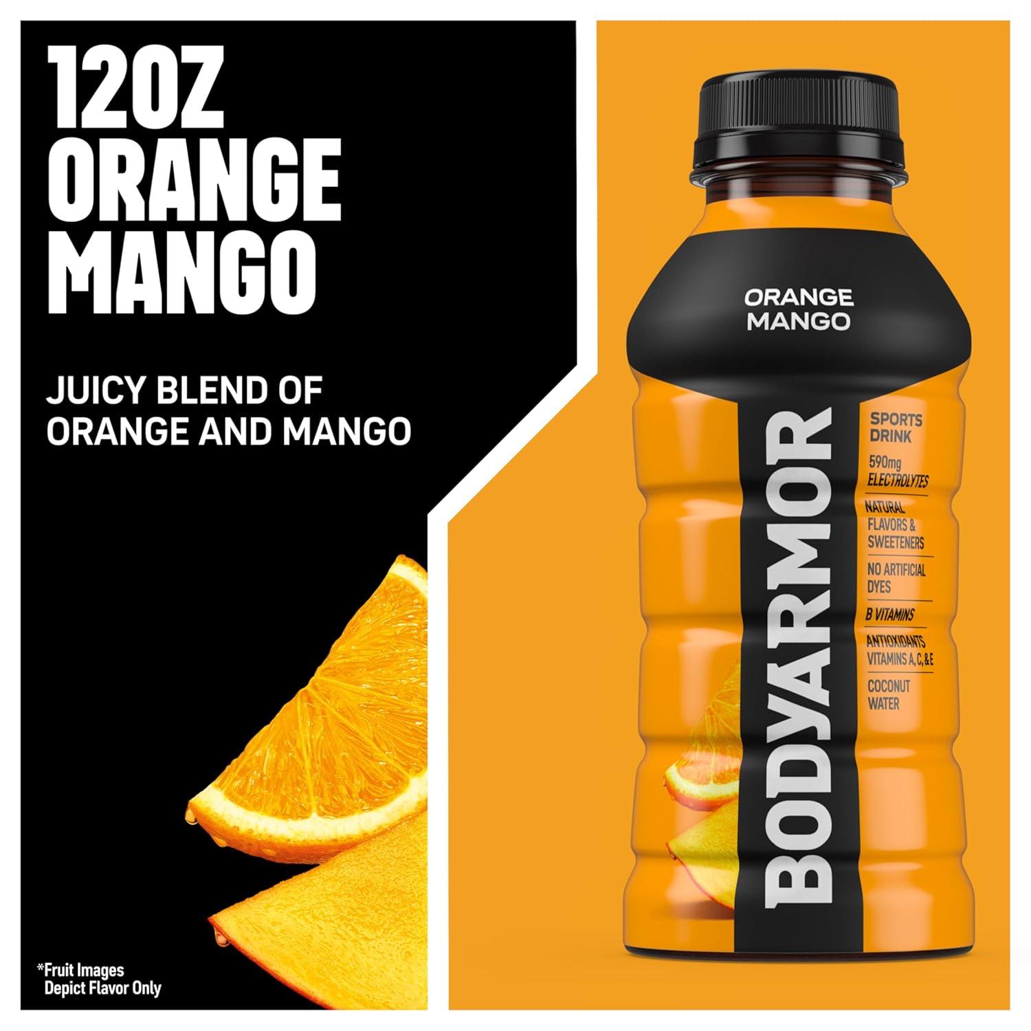 BODYARMOR Sports Drink, Tropical Punch, Electrolyte Drink Hydration, 12 Fl Oz Bottles (8 Pack), Flavored Coconut Water with B Vitamins & Antioxidants(Orange Mango)