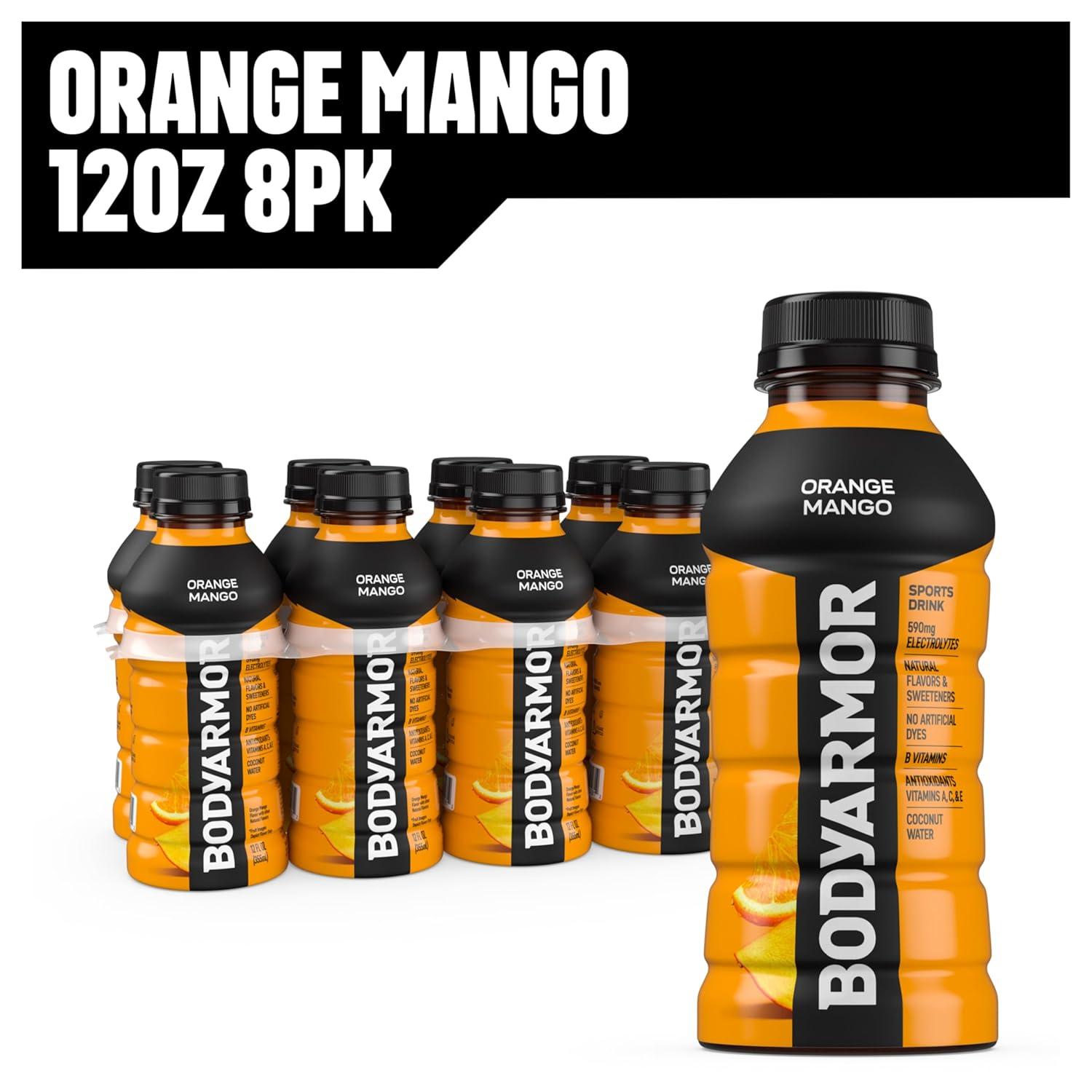 BODYARMOR Sports Drink, Tropical Punch, Electrolyte Drink Hydration, 12 Fl Oz Bottles (8 Pack), Flavored Coconut Water with B Vitamins & Antioxidants(Orange Mango)