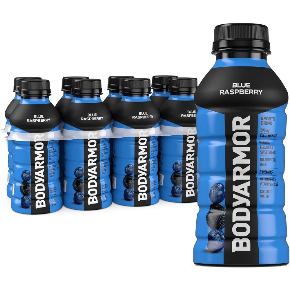 BODYARMOR Sports Drink, Tropical Punch, Electrolyte Drink Hydration, 12 Fl Oz Bottles (8 Pack), Flavored Coconut Water with B Vitamins & Antioxidants(Blue Raspberry)