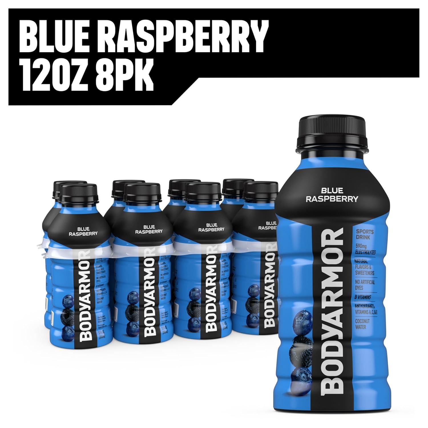 BODYARMOR Sports Drink, Tropical Punch, Electrolyte Drink Hydration, 12 Fl Oz Bottles (8 Pack), Flavored Coconut Water with B Vitamins & Antioxidants(Blue Raspberry)