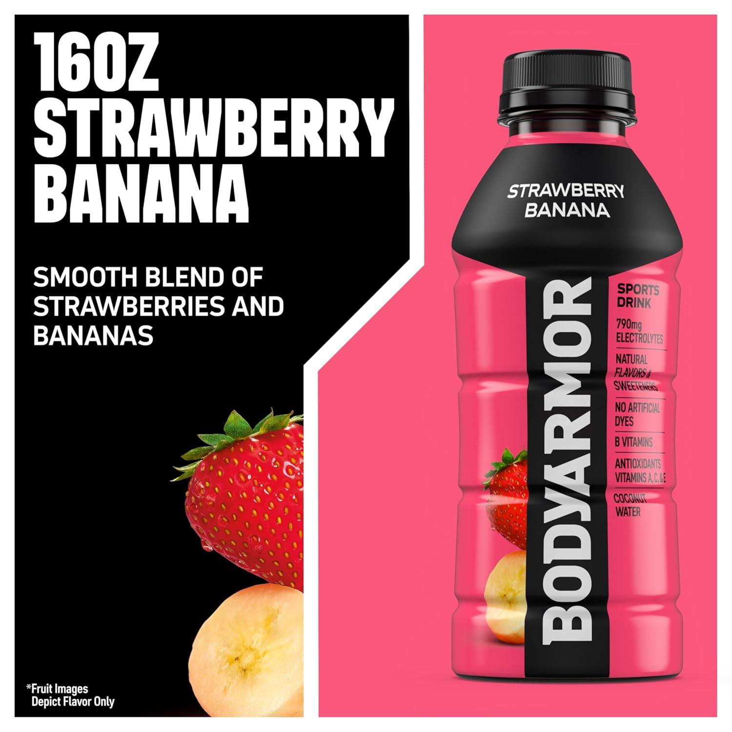 BODYARMOR Sports Drink, Tropical Punch, Electrolyte Drink Hydration, 12 Fl Oz Bottles (8 Pack), Flavored Coconut Water with B Vitamins & Antioxidants(Strawberry Banana)