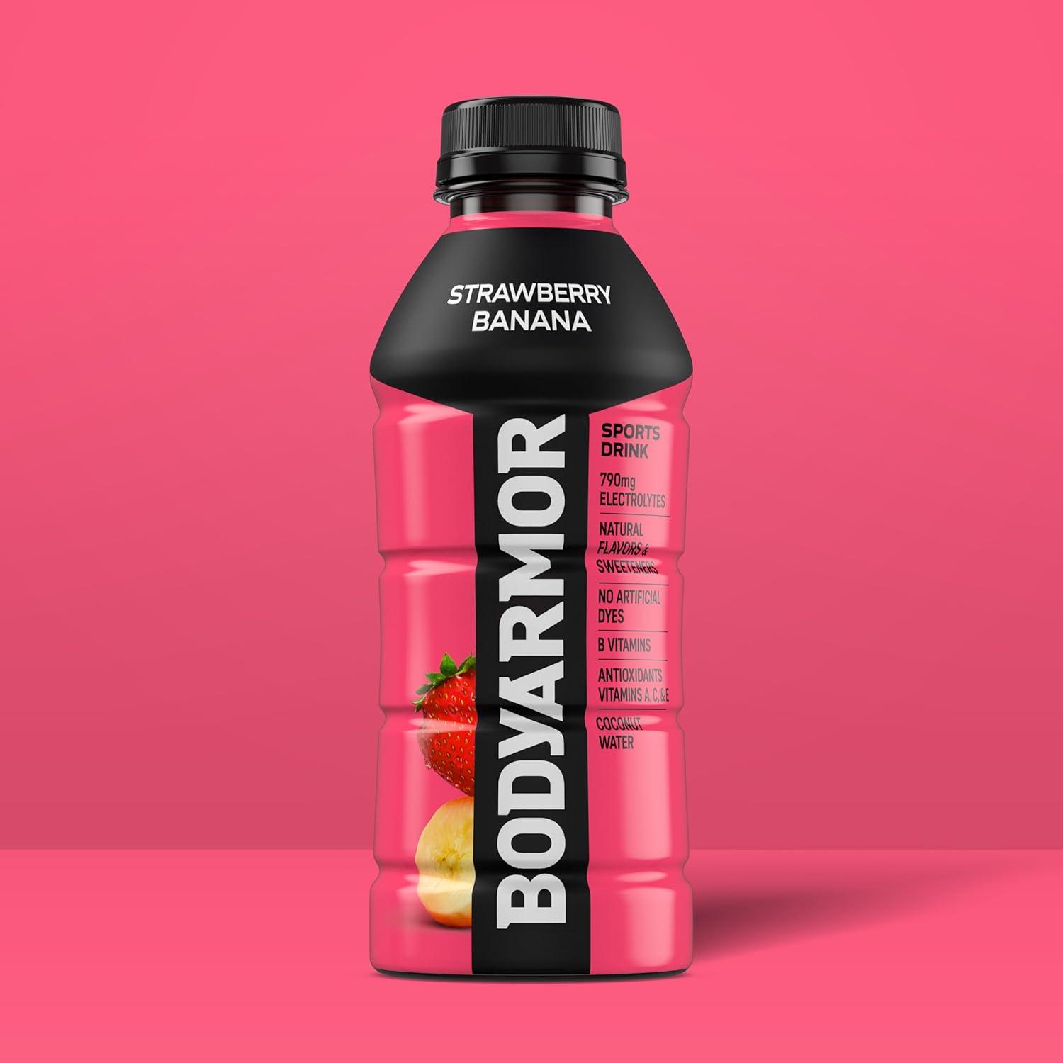 BODYARMOR Sports Drink, Tropical Punch, Electrolyte Drink Hydration, 12 Fl Oz Bottles (8 Pack), Flavored Coconut Water with B Vitamins & Antioxidants(Strawberry Banana)