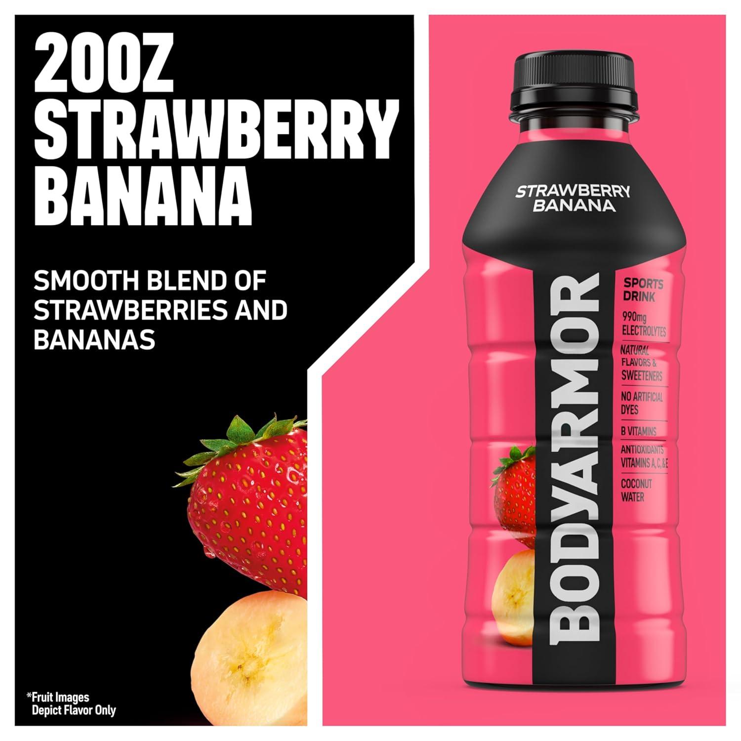 BODYARMOR Sports Drink, Tropical Punch, Electrolyte Drink Hydration, 12 Fl Oz Bottles (8 Pack), Flavored Coconut Water with B Vitamins & Antioxidants(Strawberry Banana)