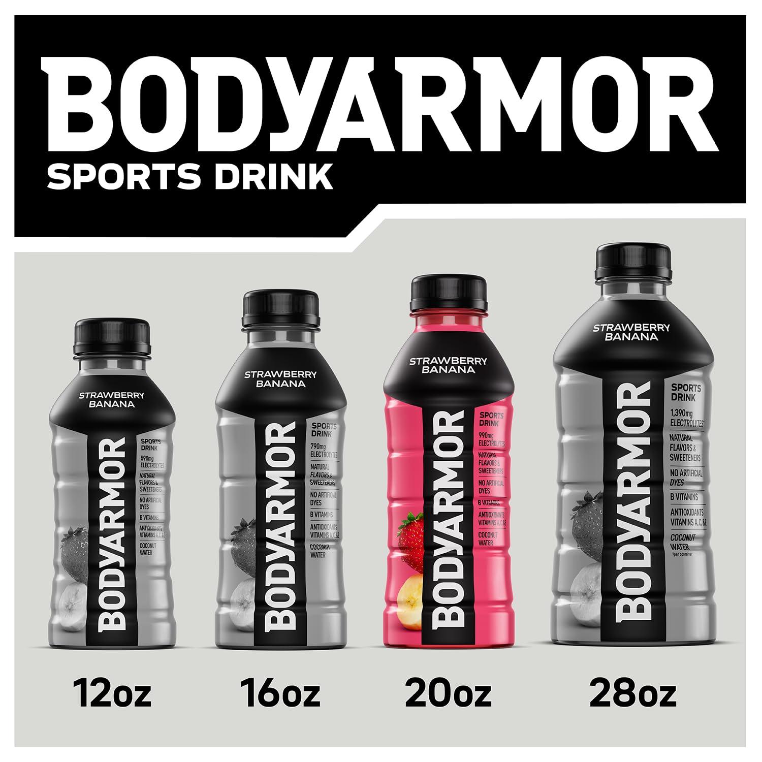 BODYARMOR Sports Drink, Tropical Punch, Electrolyte Drink Hydration, 12 Fl Oz Bottles (8 Pack), Flavored Coconut Water with B Vitamins & Antioxidants(Strawberry Banana)