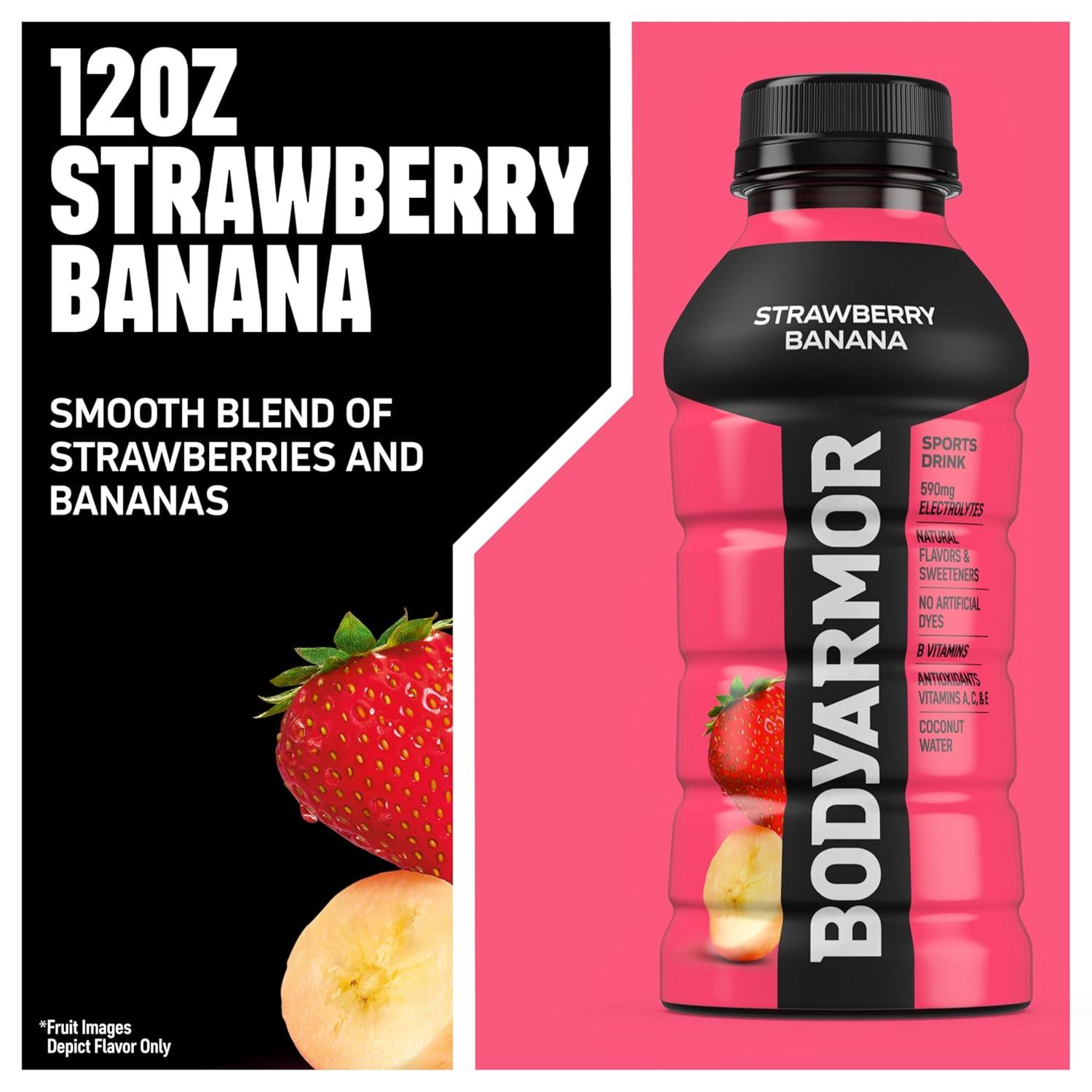 BODYARMOR Sports Drink, Tropical Punch, Electrolyte Drink Hydration, 12 Fl Oz Bottles (8 Pack), Flavored Coconut Water with B Vitamins & Antioxidants(Strawberry Banana)