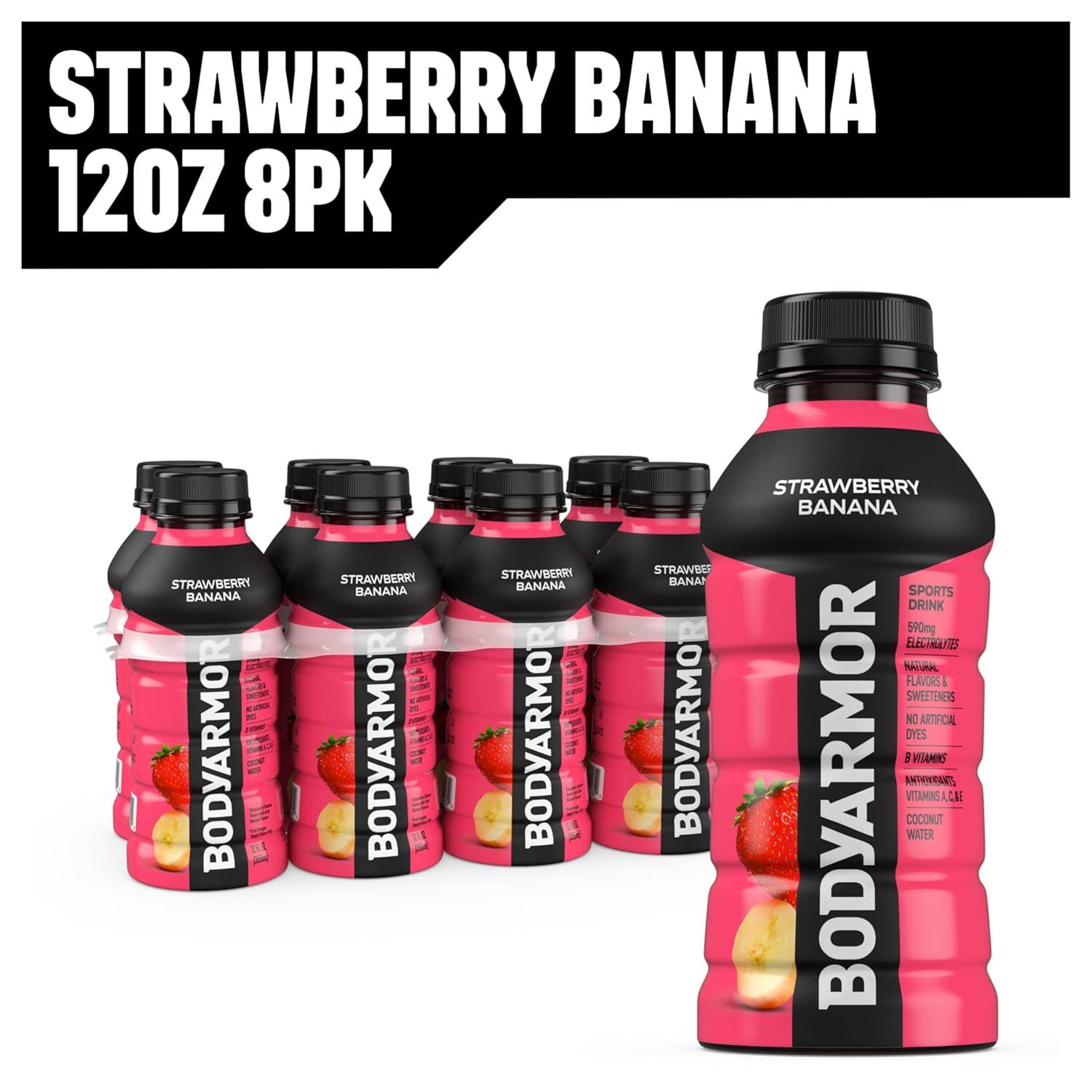 BODYARMOR Sports Drink, Tropical Punch, Electrolyte Drink Hydration, 12 Fl Oz Bottles (8 Pack), Flavored Coconut Water with B Vitamins & Antioxidants(Strawberry Banana)