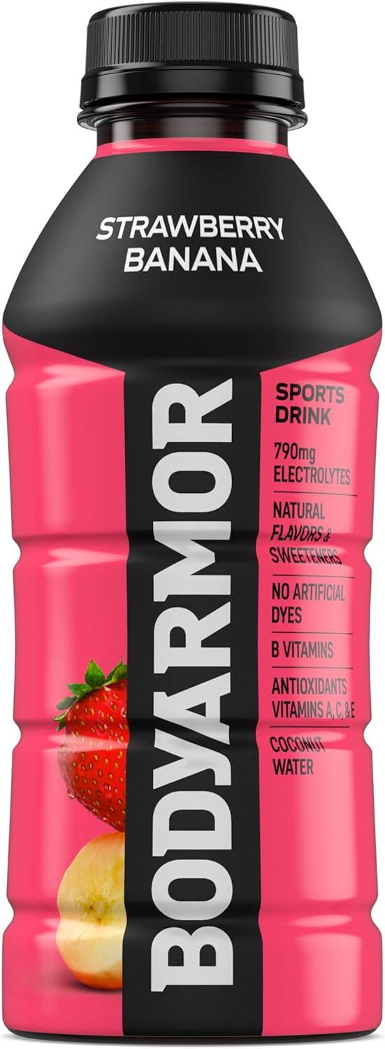 BODYARMOR Sports Drink, Strawberry Banana, Electrolyte Drink Hydration, 16 Fl Oz Bottles (12 Pack), Flavored Coconut Water with B Vitamins & Antioxidants