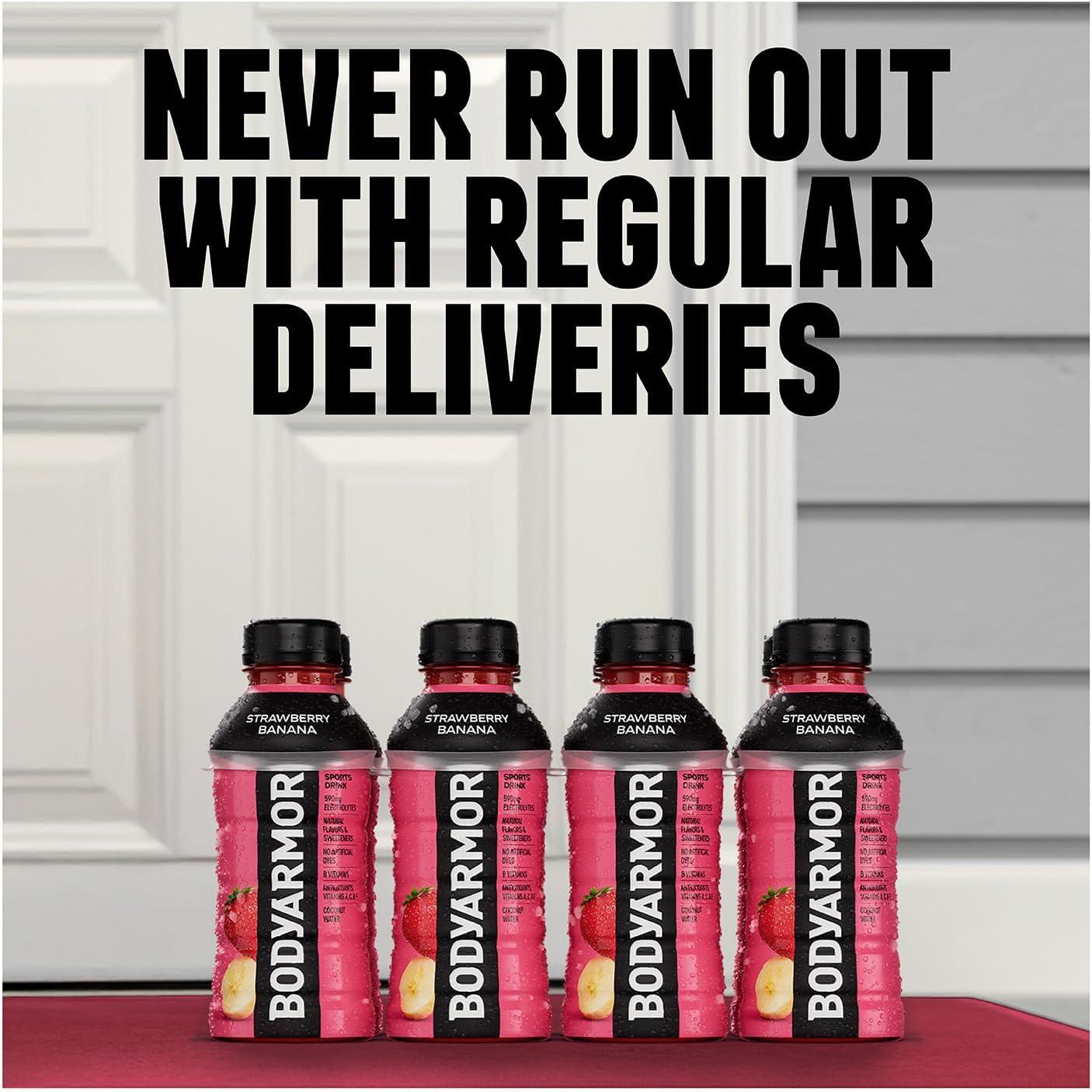 BODYARMOR Sports Drink, Strawberry Banana, Electrolyte Drink Hydration, 16 Fl Oz Bottles (12 Pack), Flavored Coconut Water with B Vitamins & Antioxidants