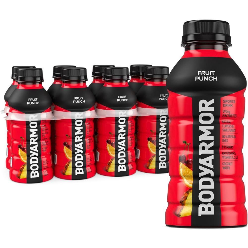 BODYARMOR Sports Drink, Tropical Punch, Electrolyte Drink Hydration, 12 Fl Oz Bottles (8 Pack), Flavored Coconut Water with B Vitamins & Antioxidants(Fruit Punch)