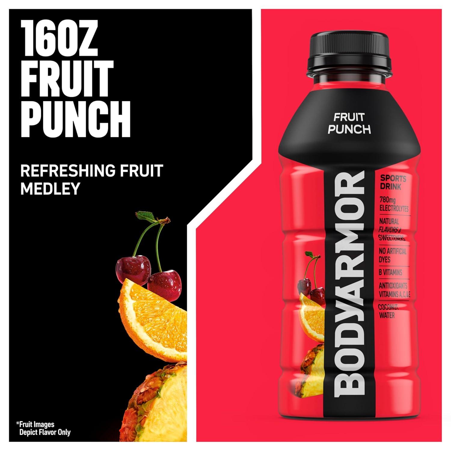 BODYARMOR Sports Drink, Tropical Punch, Electrolyte Drink Hydration, 12 Fl Oz Bottles (8 Pack), Flavored Coconut Water with B Vitamins & Antioxidants(Fruit Punch)