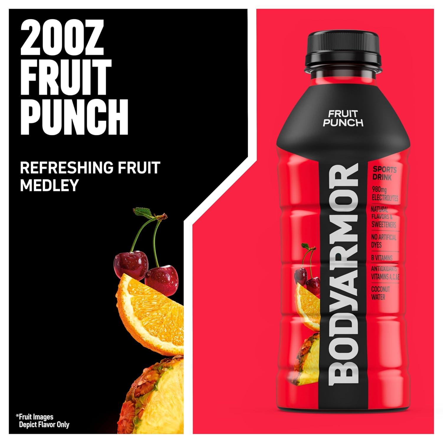 BODYARMOR Sports Drink, Tropical Punch, Electrolyte Drink Hydration, 12 Fl Oz Bottles (8 Pack), Flavored Coconut Water with B Vitamins & Antioxidants(Fruit Punch)