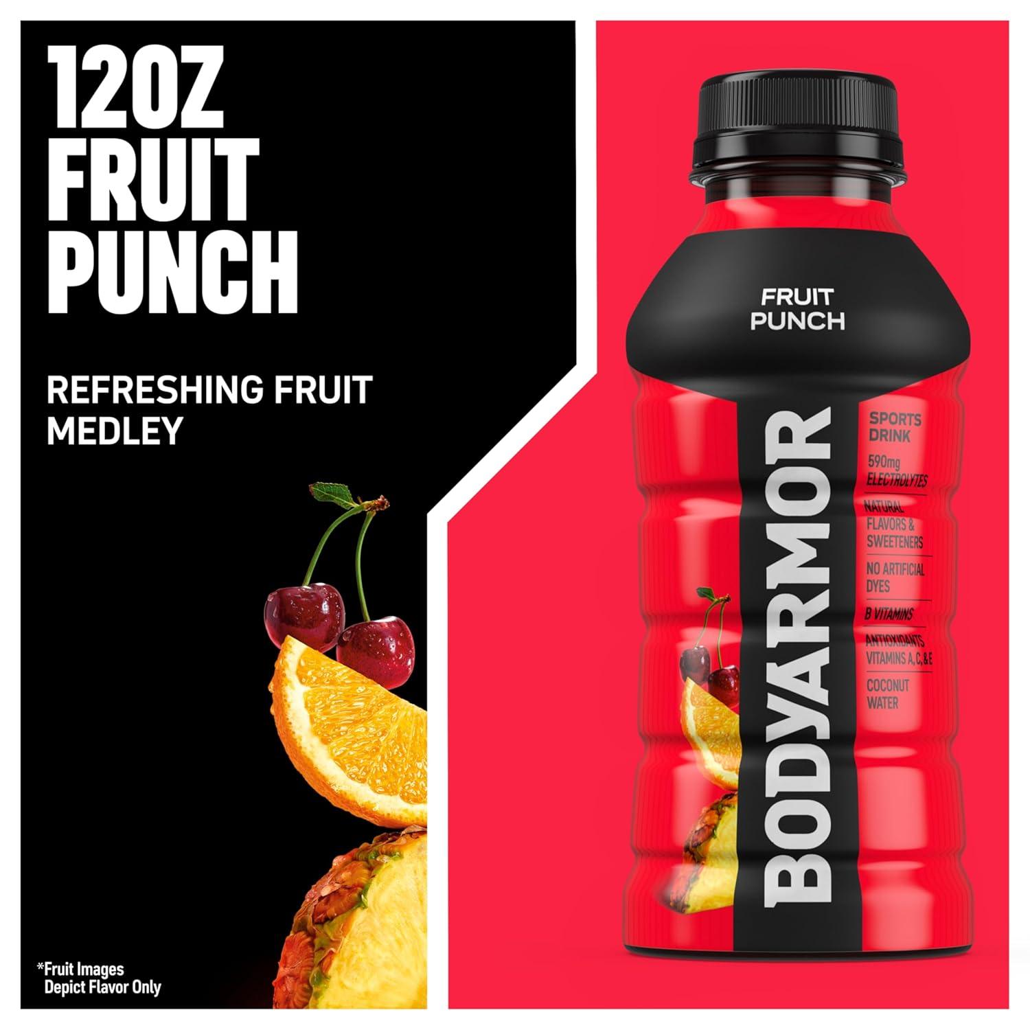 BODYARMOR Sports Drink, Tropical Punch, Electrolyte Drink Hydration, 12 Fl Oz Bottles (8 Pack), Flavored Coconut Water with B Vitamins & Antioxidants(Fruit Punch)