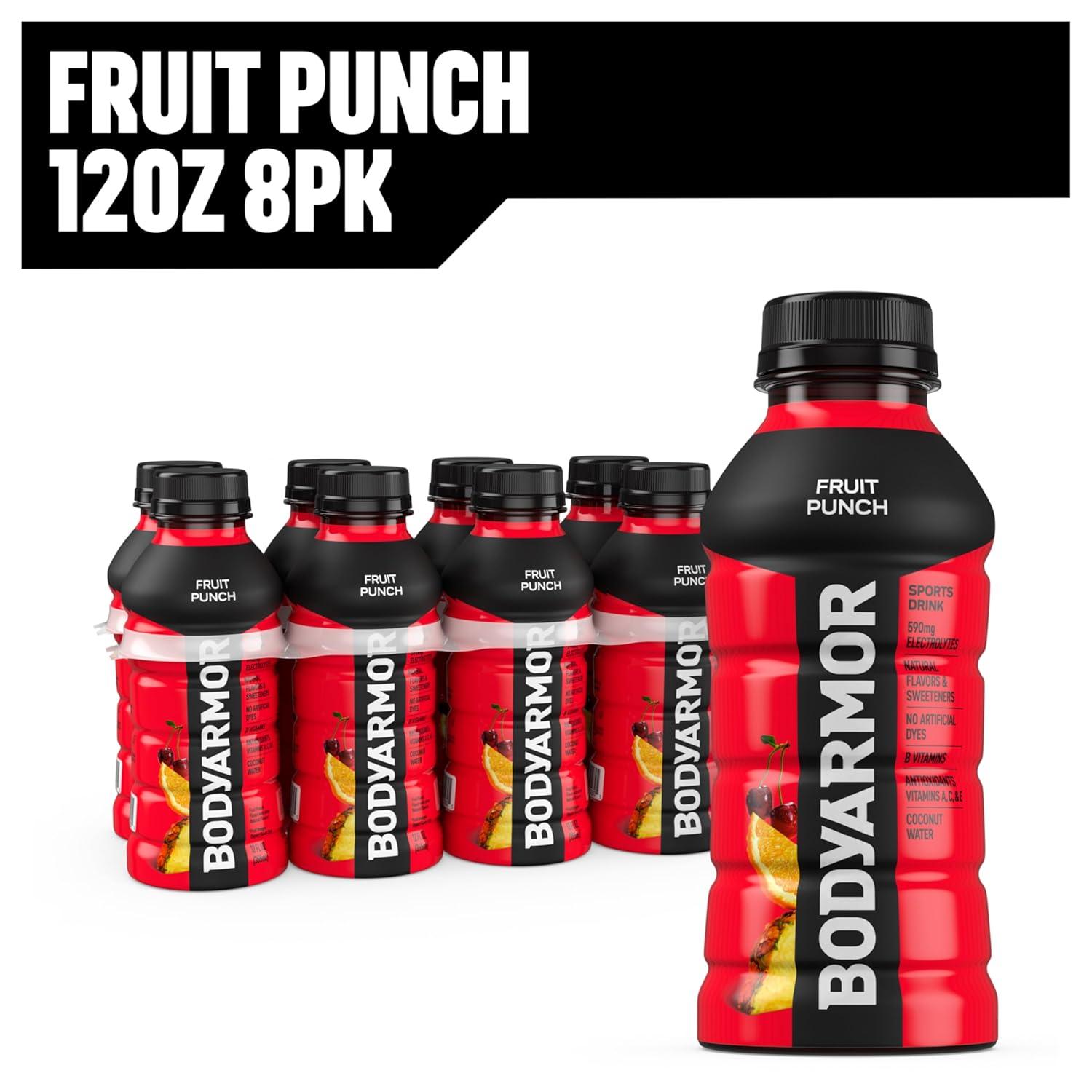 BODYARMOR Sports Drink, Tropical Punch, Electrolyte Drink Hydration, 12 Fl Oz Bottles (8 Pack), Flavored Coconut Water with B Vitamins & Antioxidants(Fruit Punch)