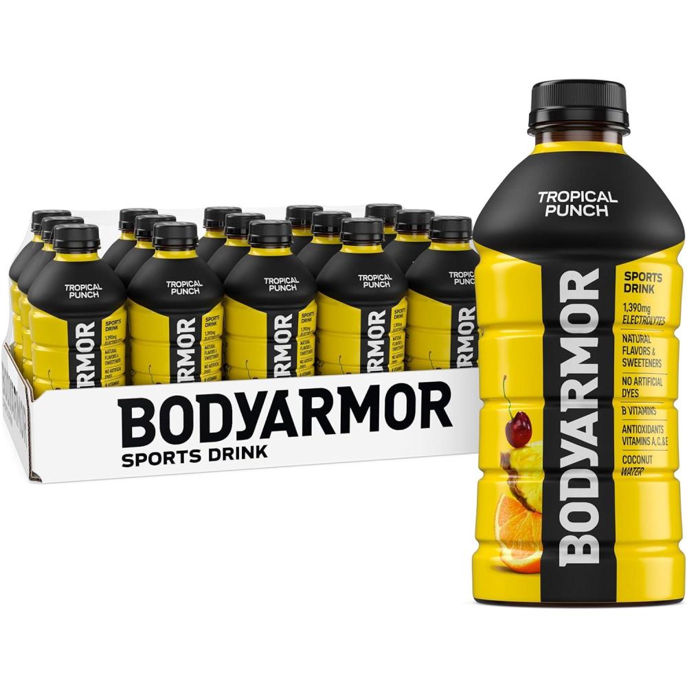 BODYARMOR Sports Drink, Blackout Berry, Electrolyte Drink Hydration, 28 Fl Oz Bottles (15 Pack), Flavored Coconut Water with B Vitamins & Antioxidants(Tropical Punch)