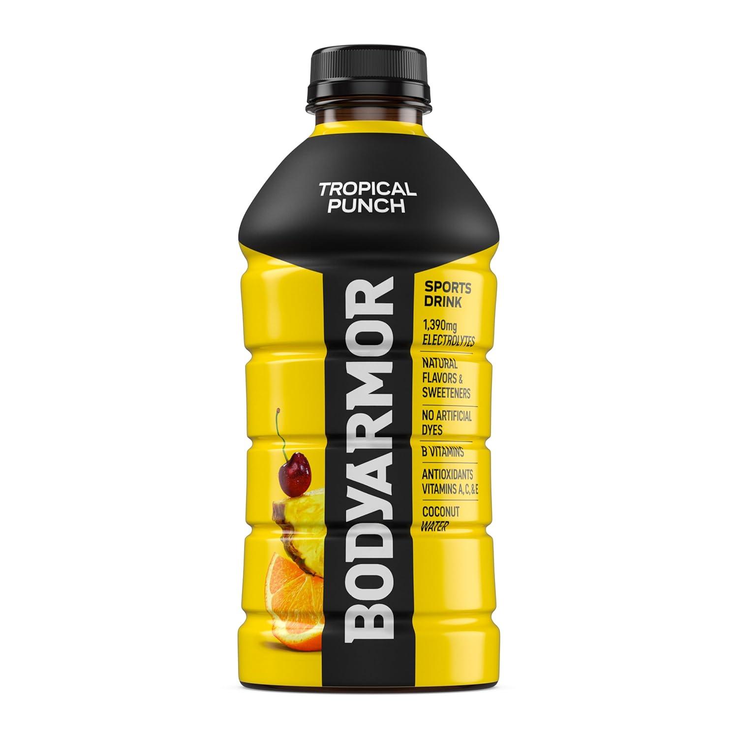 BODYARMOR Sports Drink, Blackout Berry, Electrolyte Drink Hydration, 28 Fl Oz Bottles (15 Pack), Flavored Coconut Water with B Vitamins & Antioxidants(Tropical Punch)