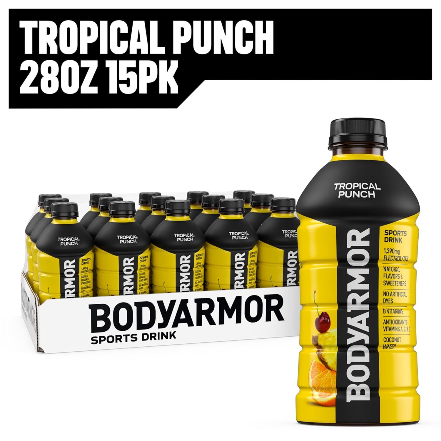 BODYARMOR Sports Drink, Blackout Berry, Electrolyte Drink Hydration, 28 Fl Oz Bottles (15 Pack), Flavored Coconut Water with B Vitamins & Antioxidants(Tropical Punch)