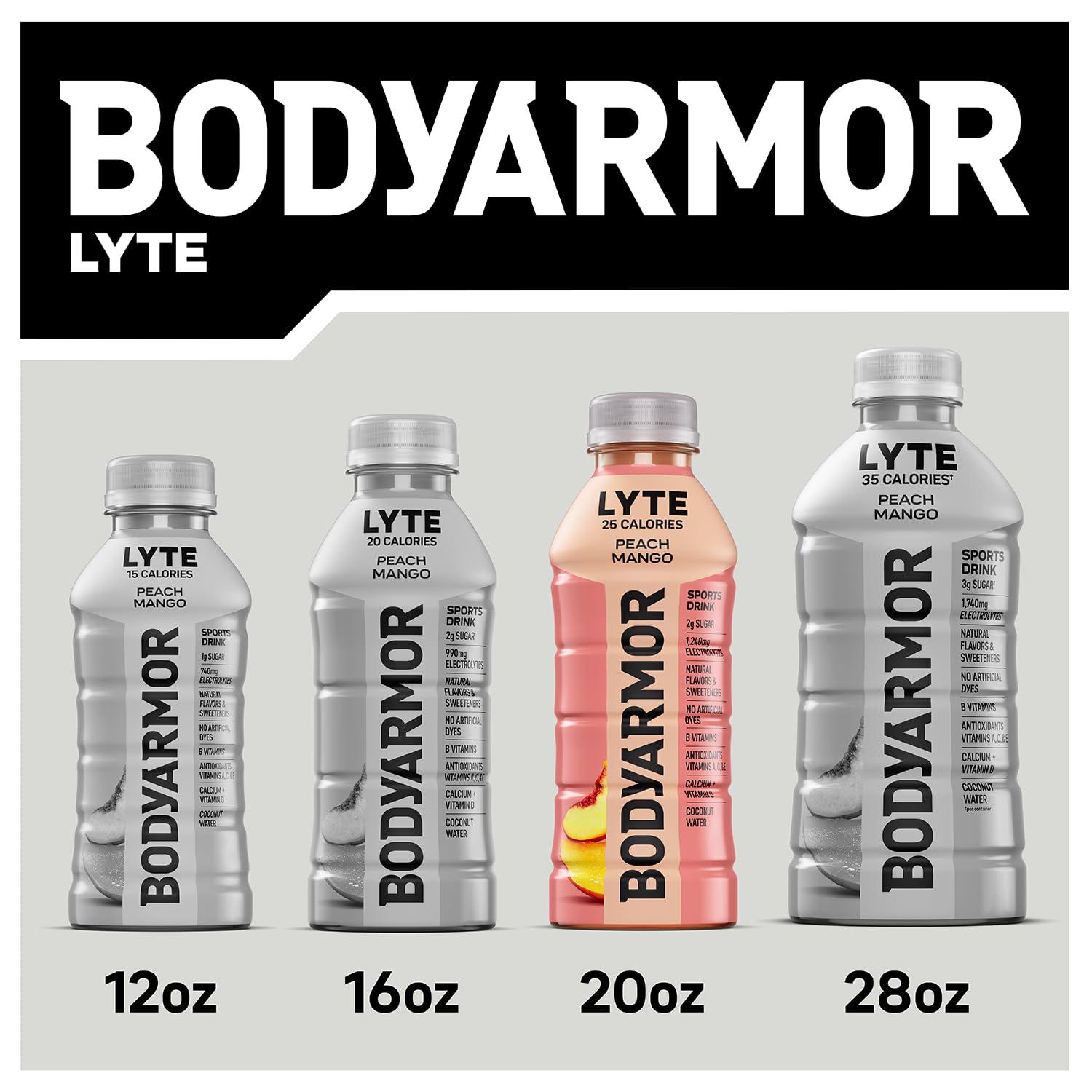 BODYARMOR LYTE Sports Drink Low-Calorie Sports Beverage, Dragonfruit Berry, Coconut Water Hydration, Natural Flavors With Vitamins, Potassium-Packed Electrolytes, 20 Fl Oz (Pack of 6)