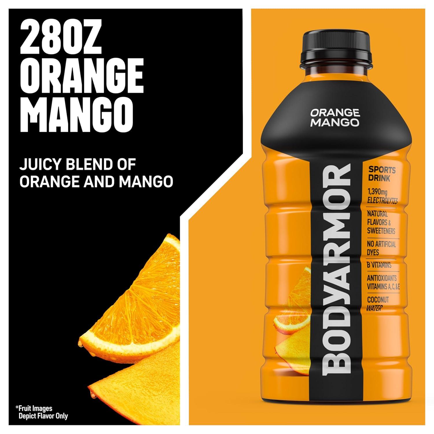 BODYARMOR Sports Drink, Blackout Berry, Electrolyte Drink Hydration, 28 Fl Oz Bottles (15 Pack), Flavored Coconut Water with B Vitamins & Antioxidants(Orange Mango)