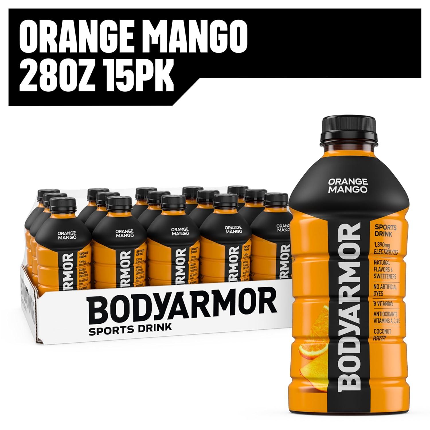 BODYARMOR Sports Drink, Blackout Berry, Electrolyte Drink Hydration, 28 Fl Oz Bottles (15 Pack), Flavored Coconut Water with B Vitamins & Antioxidants(Orange Mango)