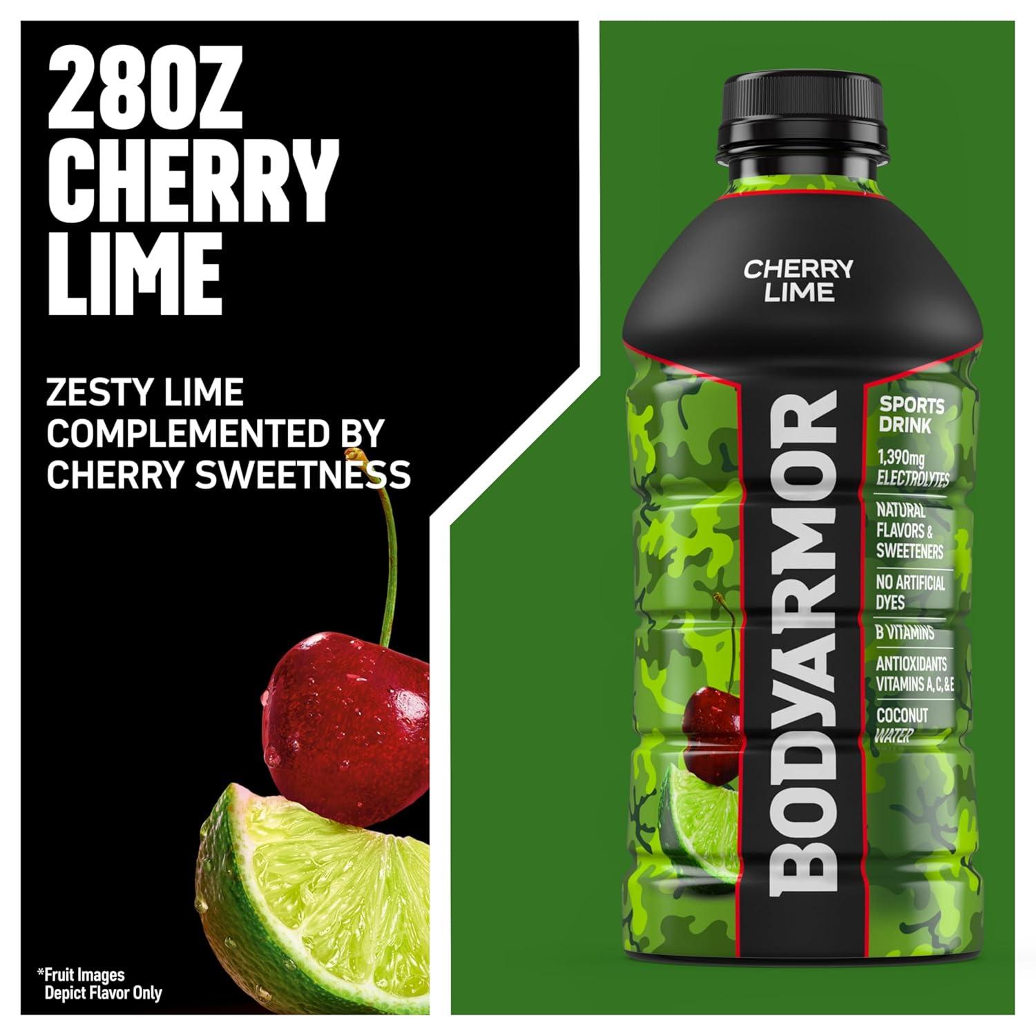 BODYARMOR Sports Drink, Blackout Berry, Electrolyte Drink Hydration, 28 Fl Oz Bottles (15 Pack), Flavored Coconut Water with B Vitamins & Antioxidants(Cherry Lime)