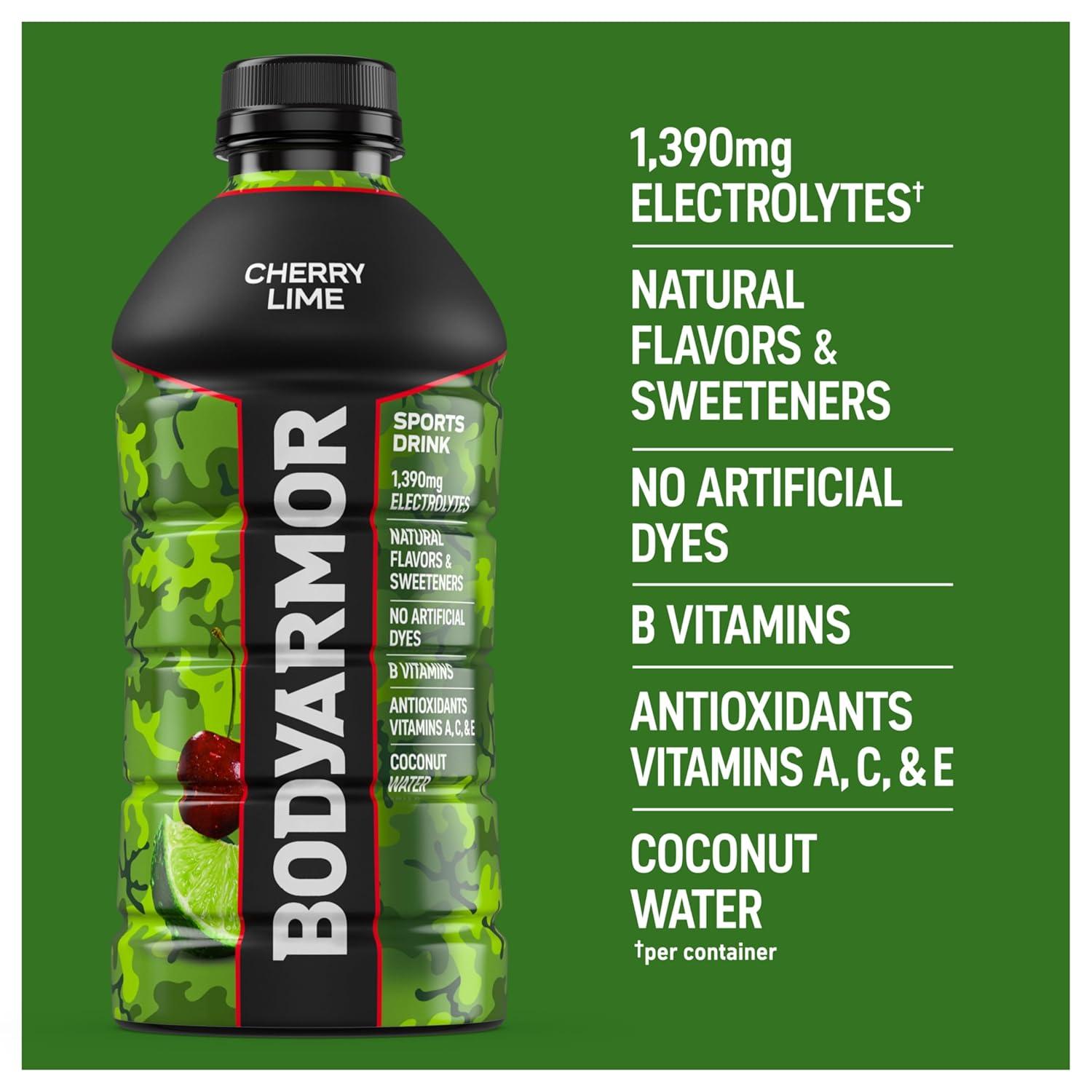 BODYARMOR Sports Drink, Blackout Berry, Electrolyte Drink Hydration, 28 Fl Oz Bottles (15 Pack), Flavored Coconut Water with B Vitamins & Antioxidants(Cherry Lime)