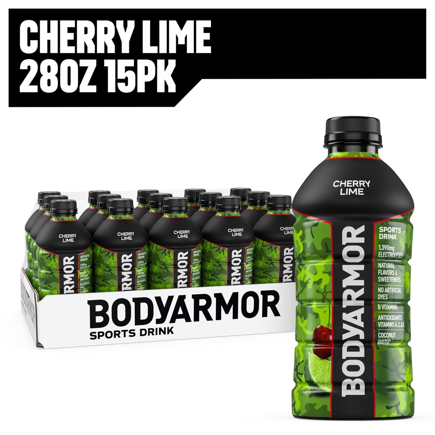 BODYARMOR Sports Drink, Blackout Berry, Electrolyte Drink Hydration, 28 Fl Oz Bottles (15 Pack), Flavored Coconut Water with B Vitamins & Antioxidants(Cherry Lime)