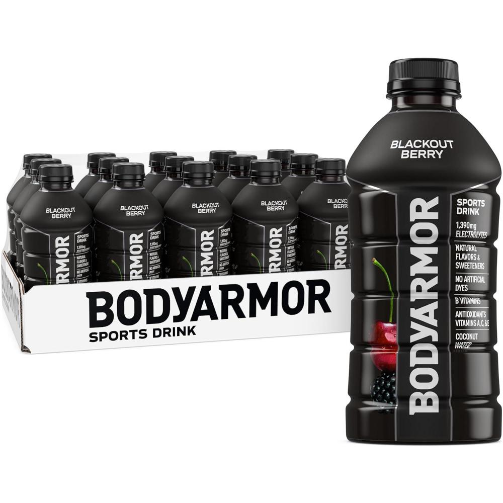 BODYARMOR Sports Drink, Blackout Berry, Electrolyte Drink Hydration, 28 Fl Oz Bottles (15 Pack), Flavored Coconut Water with B Vitamins & Antioxidants(Blackout Berry)