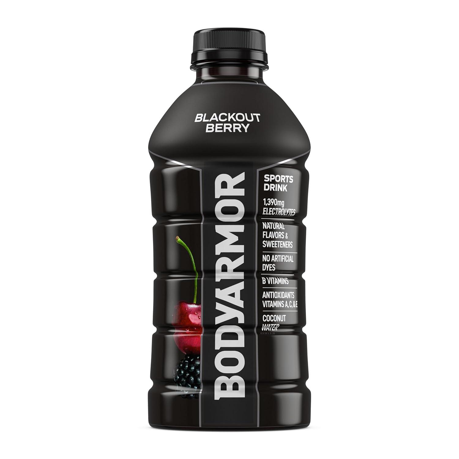 BODYARMOR Sports Drink, Blackout Berry, Electrolyte Drink Hydration, 28 Fl Oz Bottles (15 Pack), Flavored Coconut Water with B Vitamins & Antioxidants(Blackout Berry)