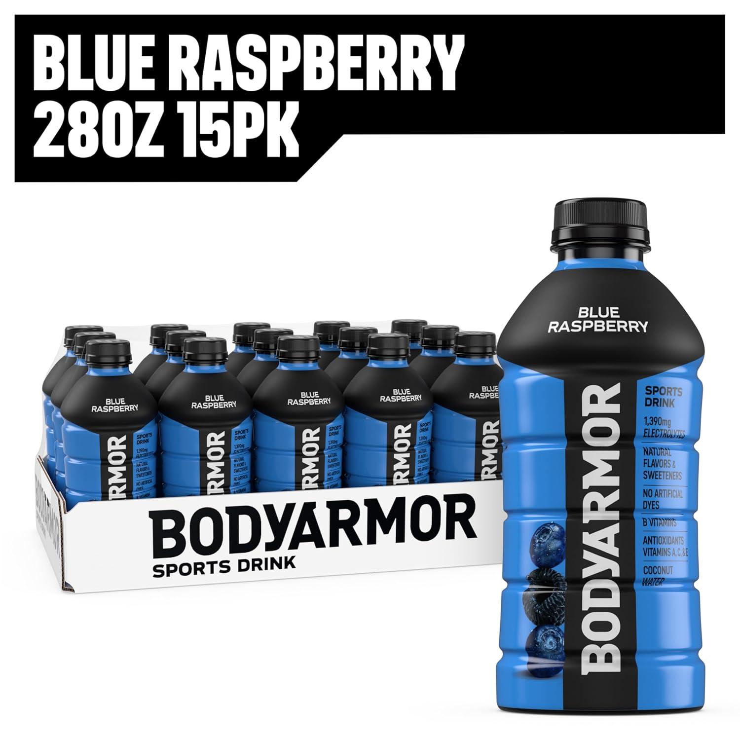BODYARMOR Sports Drink, Blackout Berry, Electrolyte Drink Hydration, 28 Fl Oz Bottles (15 Pack), Flavored Coconut Water with B Vitamins & Antioxidants(Blue Raspberry)