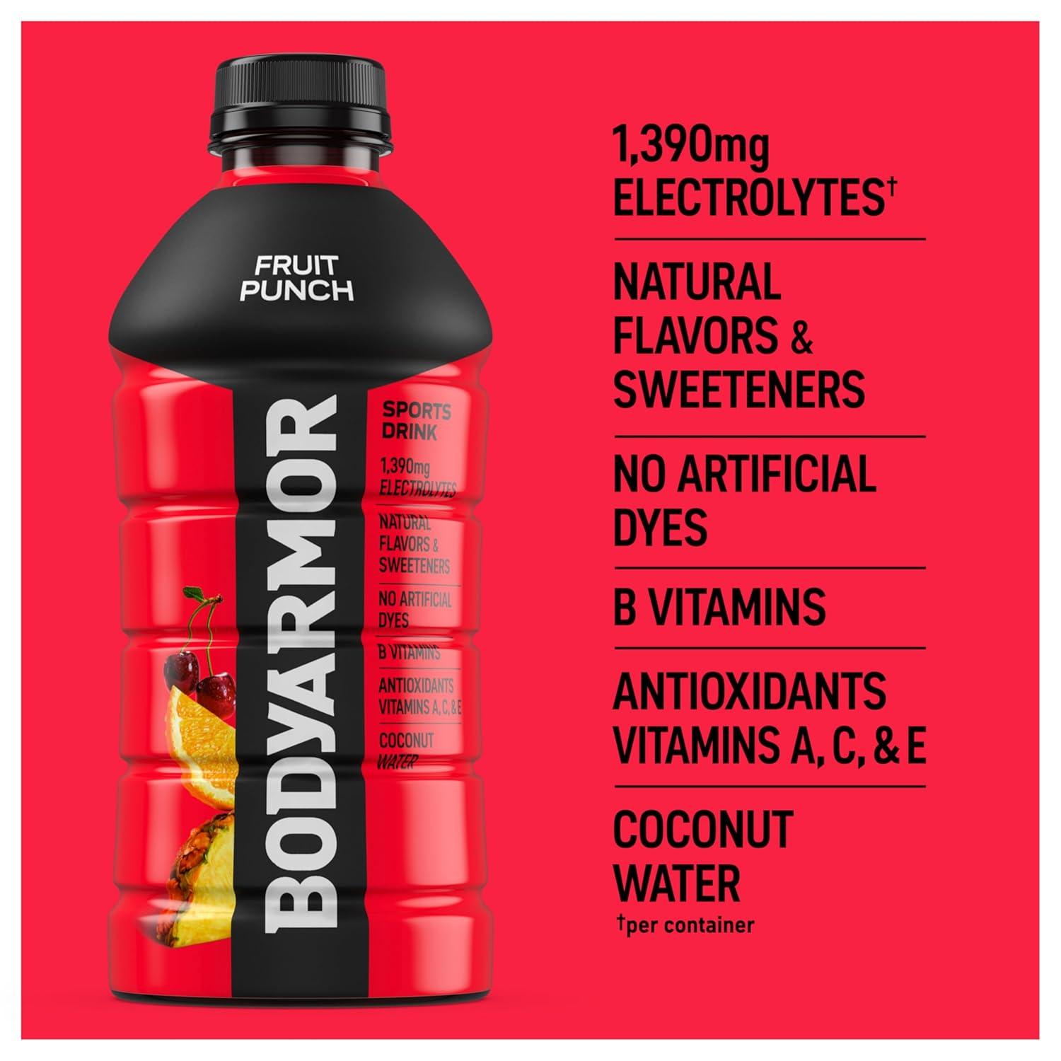 BODYARMOR Sports Drink, Blackout Berry, Electrolyte Drink Hydration, 28 Fl Oz Bottles (15 Pack), Flavored Coconut Water with B Vitamins & Antioxidants(Fruit Punch)