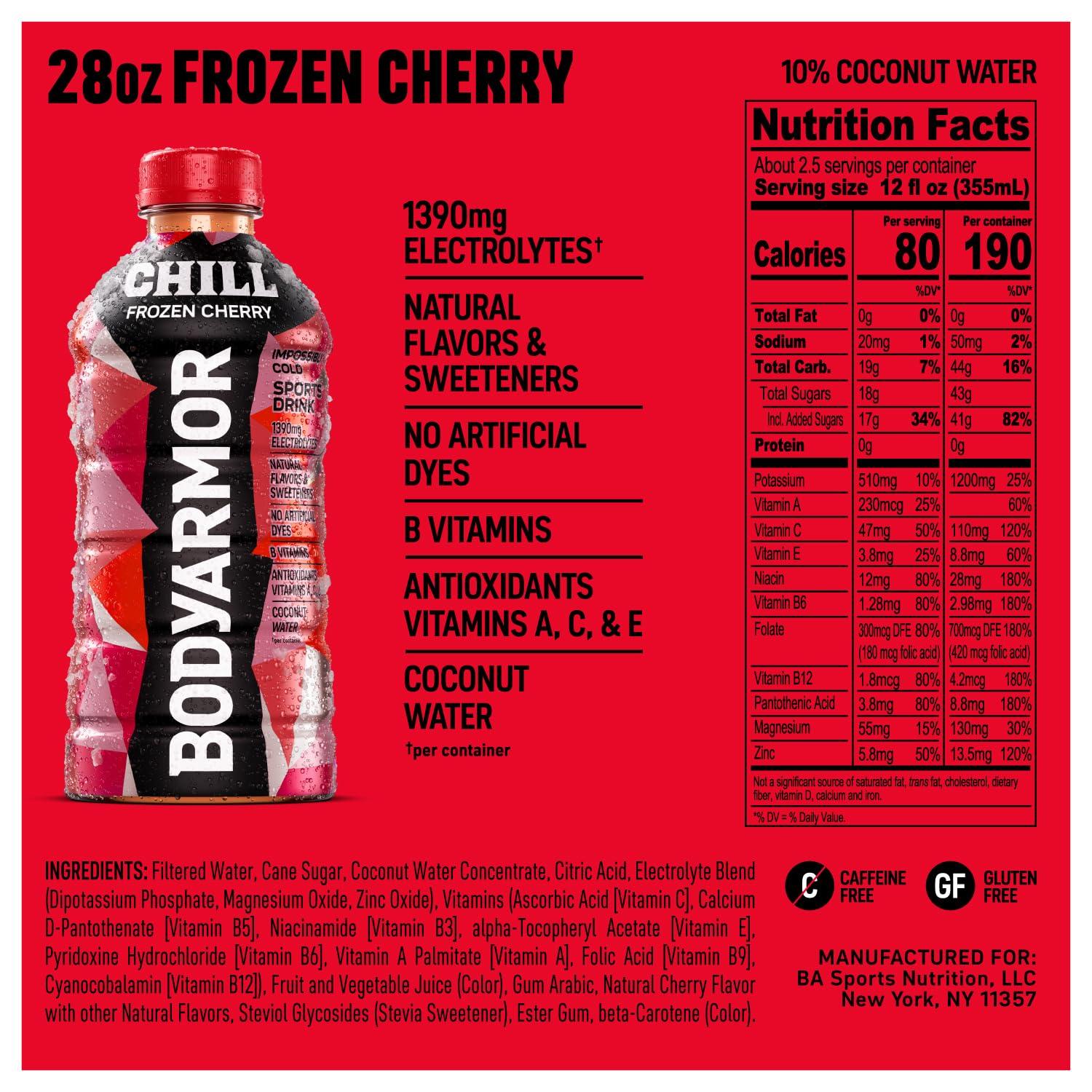 BODYARMOR Chill Frozen Cherry, 28 fl oz​ (Pack of 15)