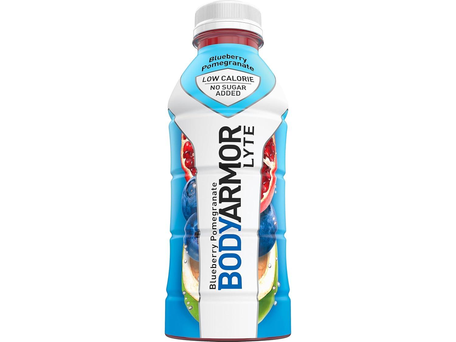 BODYARMOR LYTE Sports Drink Low-Calorie Sports Beverage, Blueberry Pomegranate, Coconut Water Hydration, Natural Flavors With Vitamins, Potassium-Packed Electrolytes, Perfect For Athletes, 16 Fl Oz (Pack of 12)