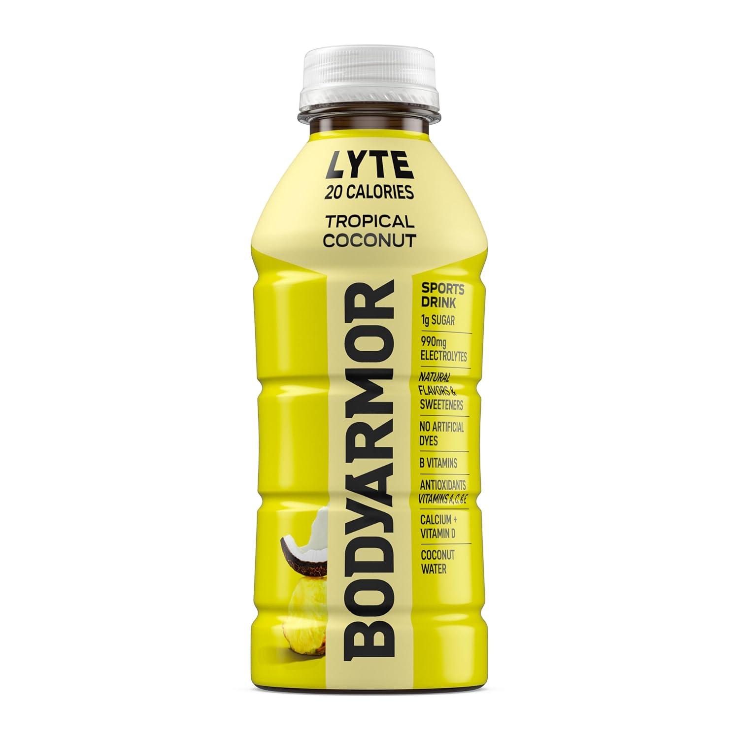 BODYARMOR ZERO Sugar Watermelon Strawberry Electrolyte Drink, Natural Flavors, 16 Fl Oz Bottles (12 Pack), B Vitamins & Antioxidants Sugar Free Hydration(Lyte Tropical Coconut)