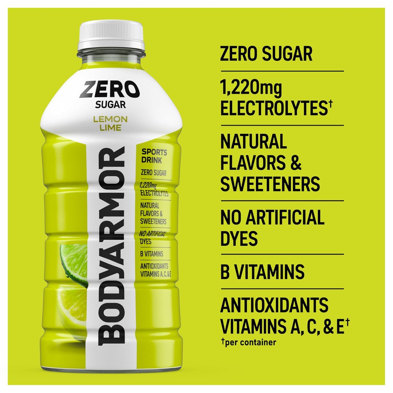 BODYARMOR LYTE, Peach Mango, Electrolyte Drink, 35 Calories, 28 Fl Oz Bottles (15 Pack), Coconut Water Sports Drink, Natural Flavor & B Vitamins(Lemon Lime)