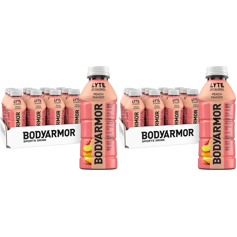 BODYARMOR ZERO Sugar Watermelon Strawberry Electrolyte Drink, Natural Flavors, 16 Fl Oz Bottles (12 Pack), B Vitamins & Antioxidants Sugar Free Hydration(Lyte Peach Mango)