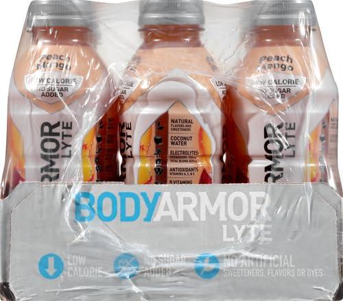 BODYARMOR ZERO Sugar Watermelon Strawberry Electrolyte Drink, Natural Flavors, 16 Fl Oz Bottles (12 Pack), B Vitamins & Antioxidants Sugar Free Hydration(Lyte Peach Mango)