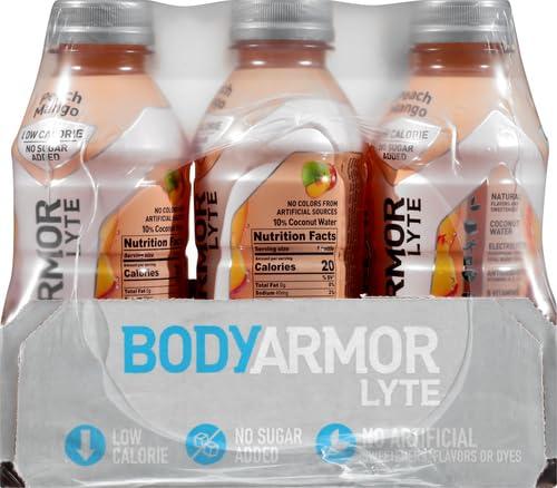 BODYARMOR ZERO Sugar Watermelon Strawberry Electrolyte Drink, Natural Flavors, 16 Fl Oz Bottles (12 Pack), B Vitamins & Antioxidants Sugar Free Hydration(Lyte Peach Mango)