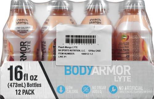 BODYARMOR ZERO Sugar Watermelon Strawberry Electrolyte Drink, Natural Flavors, 16 Fl Oz Bottles (12 Pack), B Vitamins & Antioxidants Sugar Free Hydration(Lyte Peach Mango)
